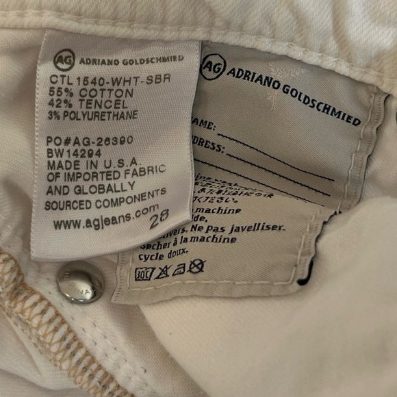AG Adriano Goldschmied The Stevie Solid White Straight Slim Ankle Jeans Size 28 - Picture 7 of 9